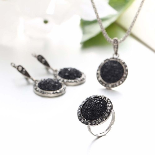 Set 4pcs resina nera tonda - set,